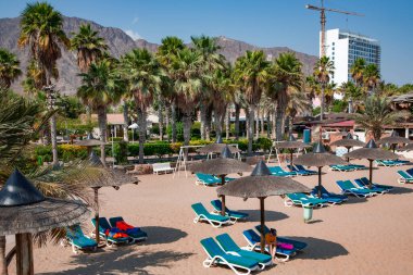 BAE, FUJAIRAH, NOVEMBER, 2021 - Fujairah, Birleşik Arap Emirlikleri 'nde Umman Körfezi üzerindeki Sandy Beach Oteli ve Resort Panoraması