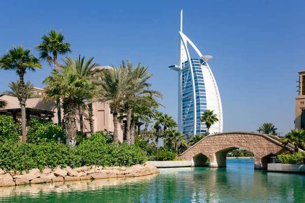 Madinat Jumeirah Дубае Burj Arab Jumeirah Современная Архитектура Туристическая Концепция — стоковое фото