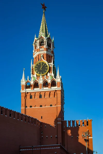 Spasskaja Toren Van Moskou Kremlin Spasskaya Toren Hoofdtoren Met Een — Stockfoto