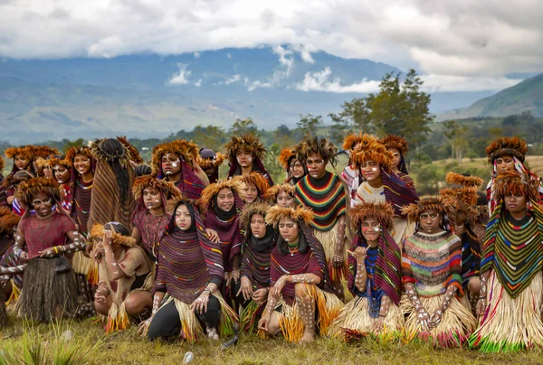 Indonesia Papúa Nueva Guinea Wamena Irian Jaya Agosto 2019 Chicas —  Fotos de Stock