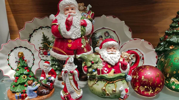 Decorações Artesanais Natal Ano Novo Com Imagem Papai Noel Conceito — Fotografia de Stock