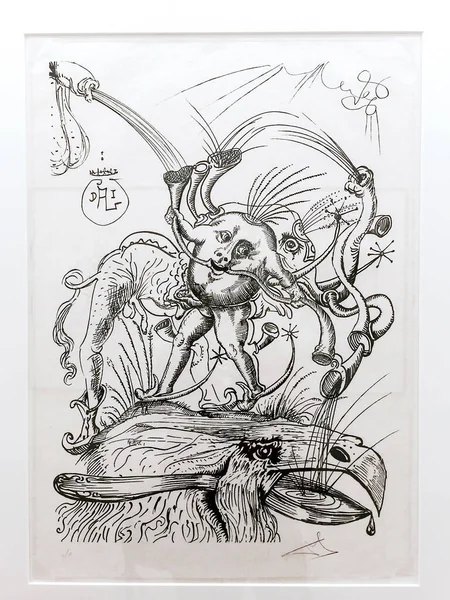 España Figueres Marzo 2016 Dibujo Mano Surrealista Salvador Dalí Con —  Fotos de Stock