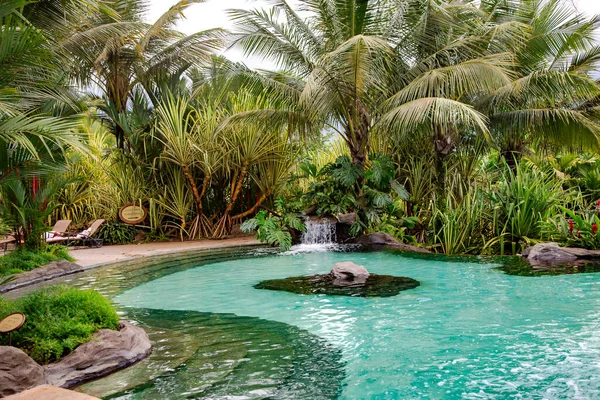 Pool Hot Thermal Water Surrounded Tropical Garden Hotel Springs Resort — Stock Photo, Image