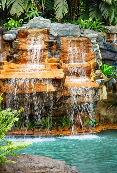 Picturesque Cascade Waterfall Hot Thermal Water Arenal Volcano Surrounded Tropical — Stock Photo, Image