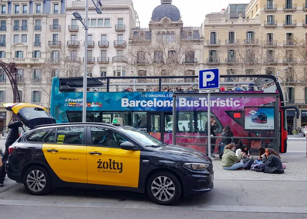 España Barcelona Marzo 2022 Turismo Hop Hop Bus Transporte Popular — Foto de Stock