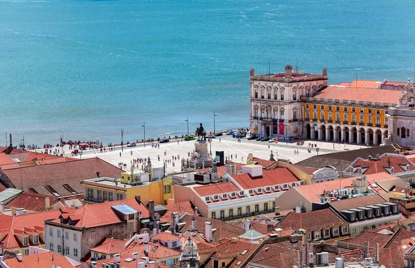 Portugal Lisbon April 2016 Aerial Top View Commerce Square Praca — Stock fotografie