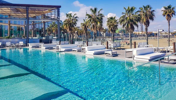 Spanien Barcelona Mars 2022 Rekreationsområde Med Pool Hotel Eller Hotel — Stockfoto