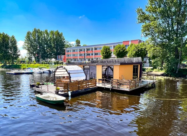 Latvia Riga Junho 2022 Café Verão Pontões Lago Kisezers Riga — Fotografia de Stock