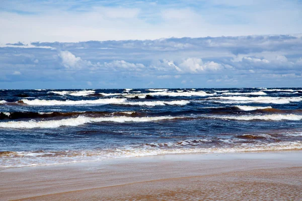 Stormy Baltic Sea Big Waves Jurmala Latvia Natural Soft Blue — Fotografie, imagine de stoc