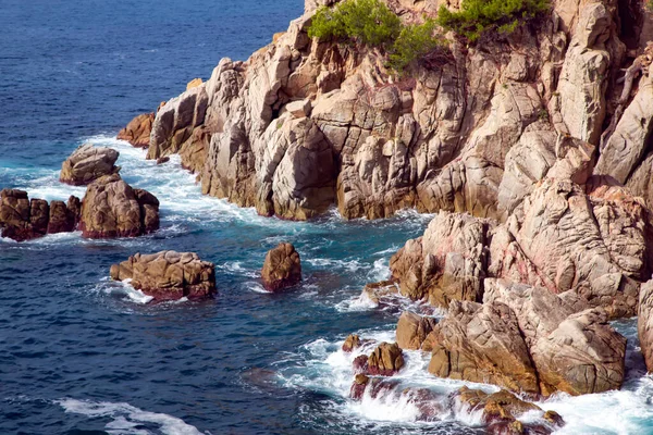 Mediterranean Sea Rocky Coast Lloret Mar Located Popular Costa Brava — Fotografia de Stock