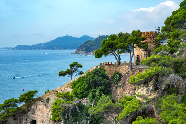 Mediterranean Sea Rocky Coast Lloret Mar Located Popular Costa Brava — Foto de Stock