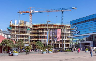 LATVIA, RIGA, AUGUST, 2022: Construction of future new office buildings near Riga Central Station in Riga, capital of Latvia