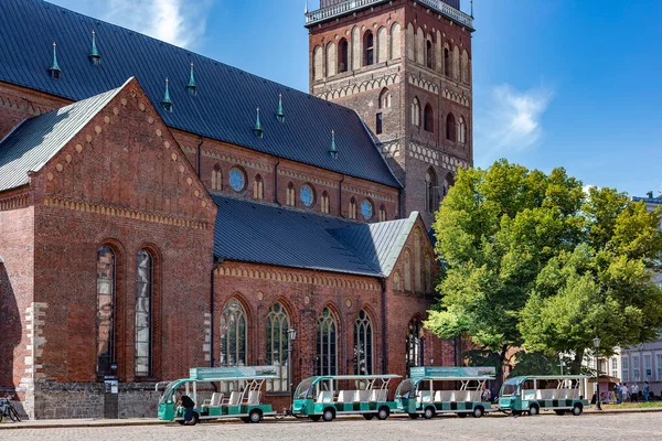 Latvia Riga August 2022 Pleasure Electric Vehicles Stand Dome Cathedral — Stock Photo, Image