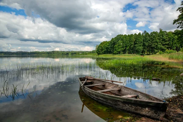 Old Wooden Boat Forest Lake Aluksne Aluksne Lake Eleventh Largest — Photo