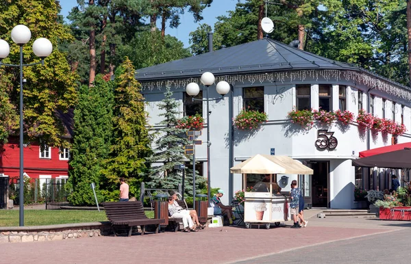 Latvia Jurmala August 2022 Cafe Open Veranda Jomas Street Majori — Stock Photo, Image