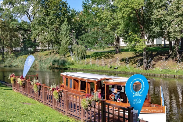 Lettonie Riga Août 2022 Quai Avec Bateaux Plaisance Croisière Près — Photo