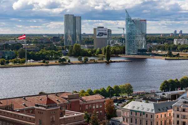 Latvia Riga September 2022 Zunda Kuleleri Letonya Nın Daugava Nehrine — Stok fotoğraf