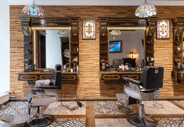 Latvia Riga Outubro 2022 Moderno Salão Cabeleireiro Profissional Barbearia Para — Fotografia de Stock