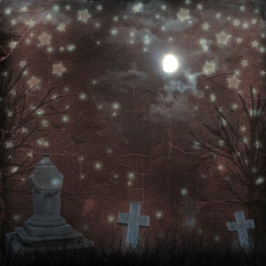 karanlık bulutlar ve uğursuz ay Spooky halloween mezarlığı