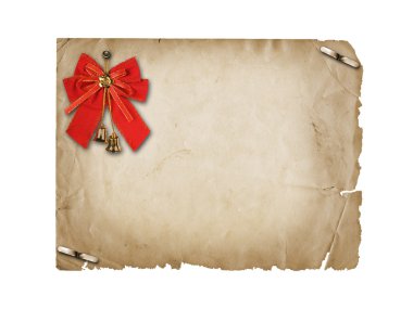 Beyaz arka plan üzerinde izole kırmızı yay ile Noel çanları