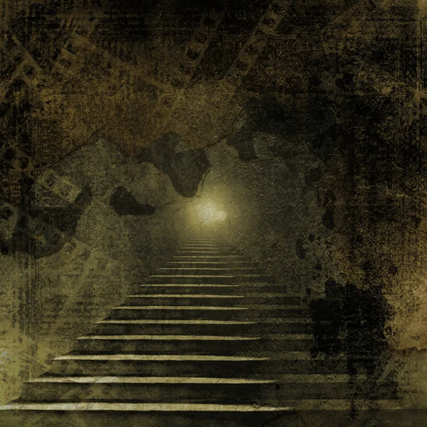 Taş merdivenle slaytlar ile eski kağıt arka plan — Stok fotoğraf