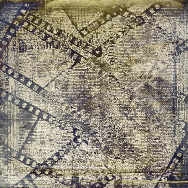 Old papers and grunge filmstrip on the alienated background — Stock Photo, Image