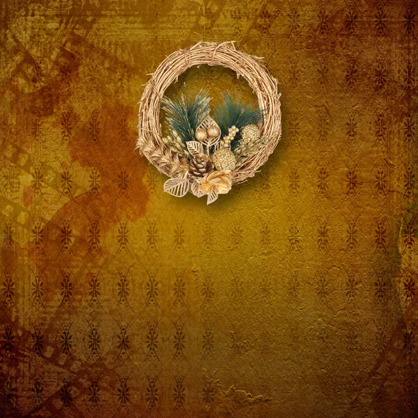 Christmas golden wreath on the old abstract background — Stock Image Christmas golden wreath on the old abstract background Stock Picture