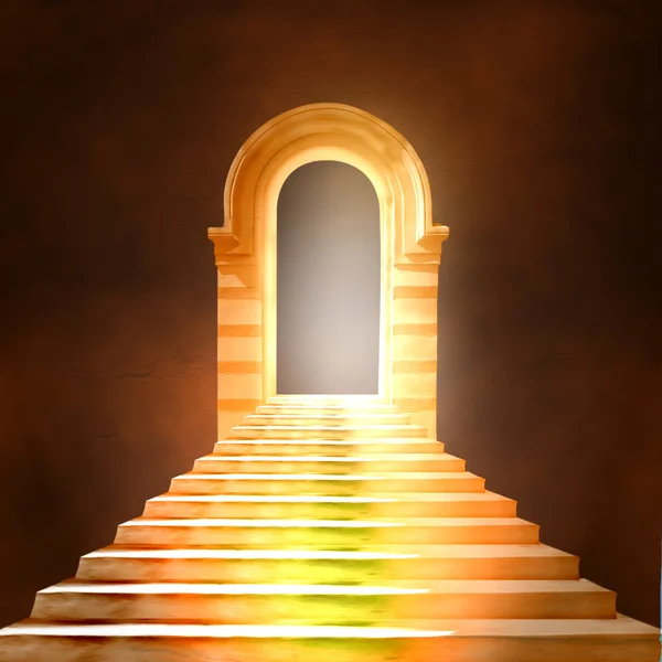 Staircase leading to heaven or hell. Light at the End of the Tun — Stock Photo, Image