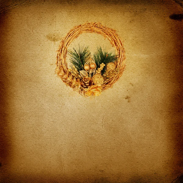 Christmas golden wreath on the old abstract background — Stock Image Christmas golden wreath on the old abstract background Stock Image