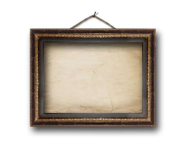 Picture gold frame on the white isolated background — Stock Photo, Image