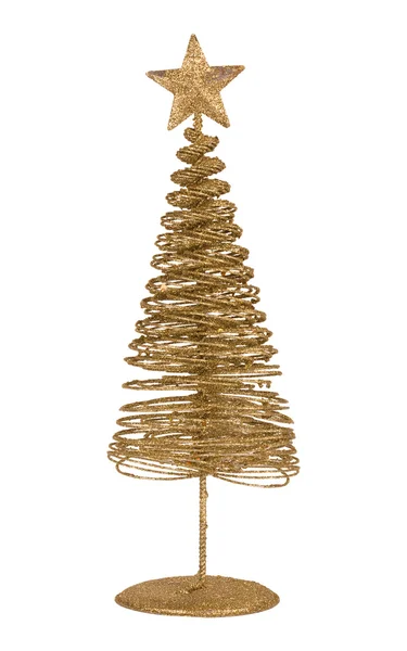 Christmas wenskaart met gouden metalen firtree op de witte iso — Stockfoto