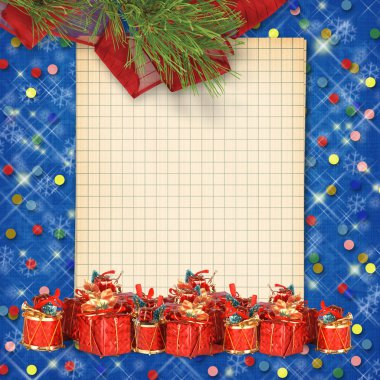 Noel tebrik kartı ile mavi soyut geri sunar