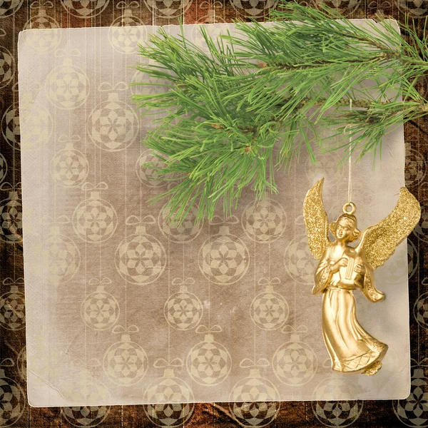 Angel christmas hanging on the pine branch. — Stock Photo, Image