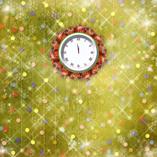 Regalos de Navidad al reloj en el fondo abstracto con con —  Fotos de Stock