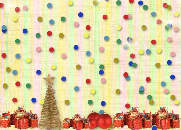 Gifts and balls under the Christmas tree on the abstract backgro — Stock Photo, Image