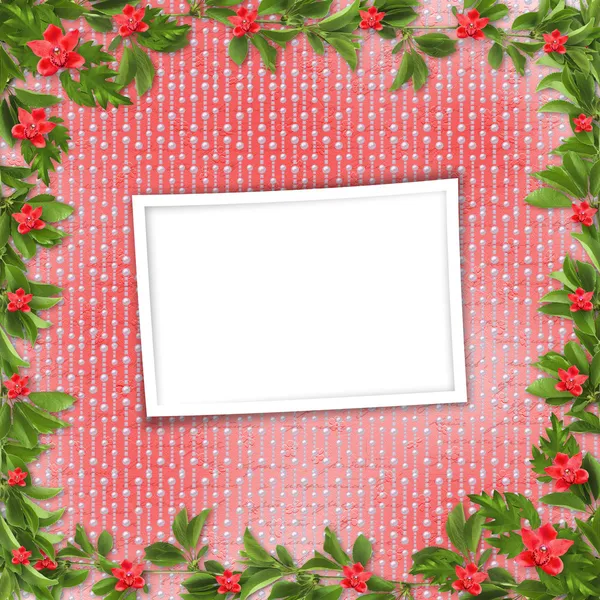 招待状または赤い蘭のお祝いカード — ストック写真