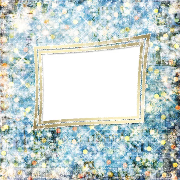 Fond enneigé abstrait avec flocons de neige, étoiles et confett amusant — Photo