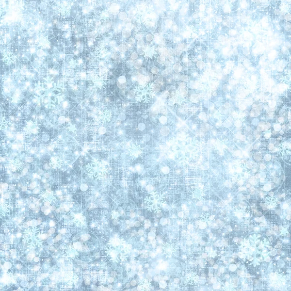 Abstract besneeuwde achtergrond met sneeuwvlokken, sterren en leuke confett — Stockfoto