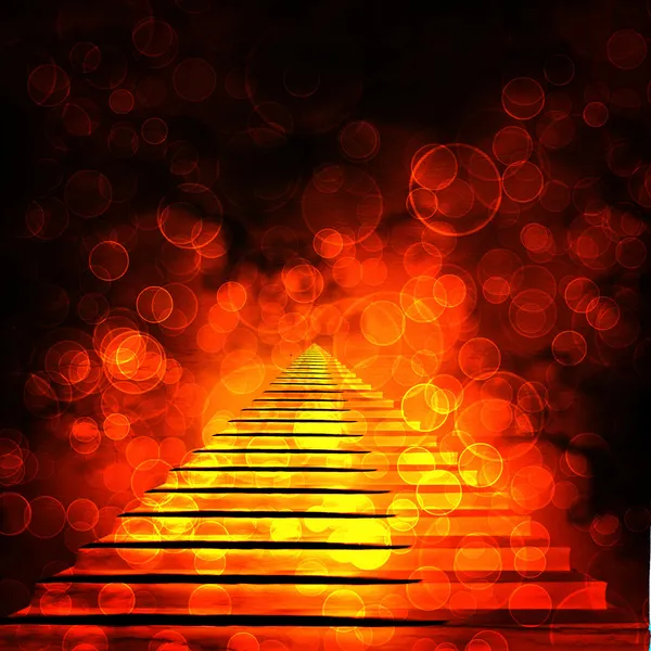 Old stone staircase with glowing blur bokeh — Stock Photo, Image