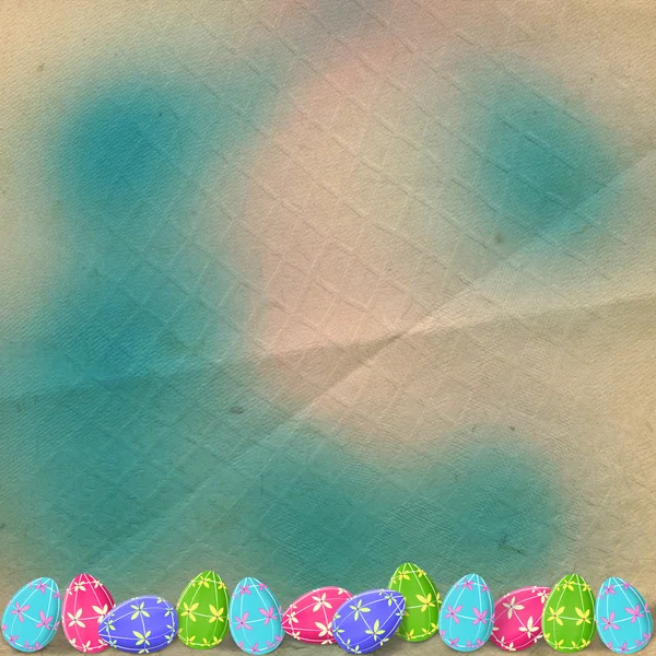 Fondo pastel con huevos multicolores para celebrar la Pascua —  Fotos de Stock