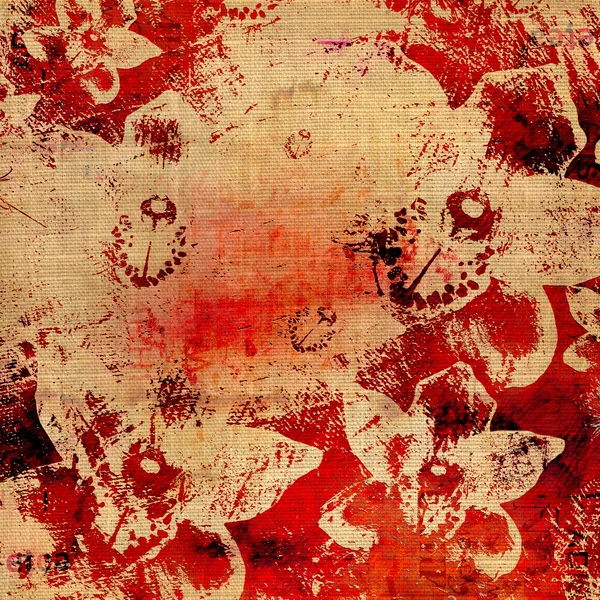 Abstrakte Aquarell-Pinselstriche mit floralem Ornament auf Grunge — Stockfoto