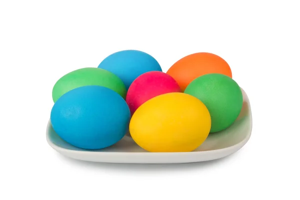 Colorido pintado ovos de Páscoa isolado no fundo branco — Fotografia de Stock