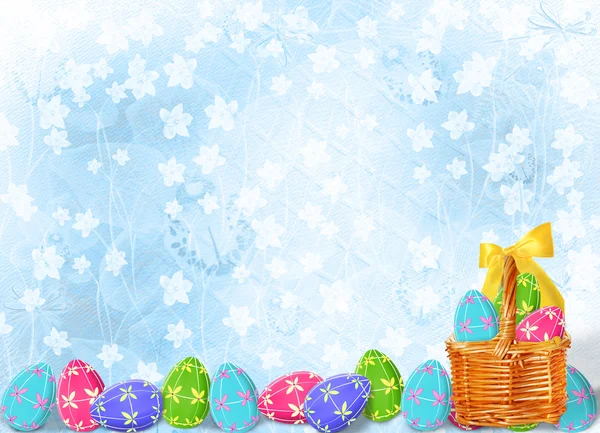 부활절을 축 하 하기 위해 다 색 계란 파스텔 배경 — 스톡 사진