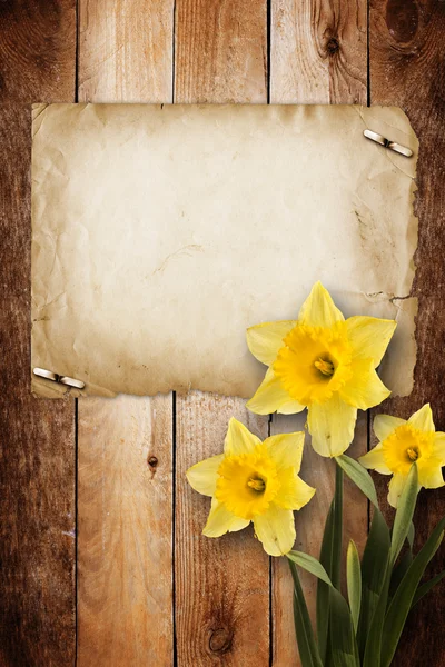 Картка для запрошення або привітання з букетом квітів — стокове фото