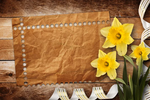 Kort för inbjudan eller gratulationen med bukett blommor na — Stockfoto