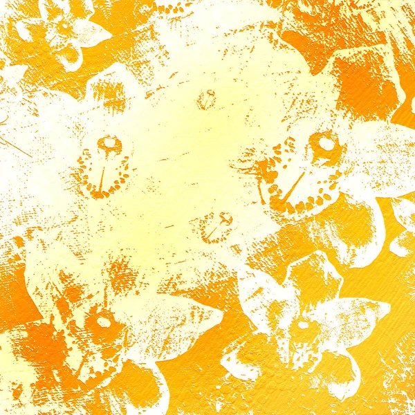Abstrakt akvarell penseldrag med blommig prydnad på grunge — Stockfoto