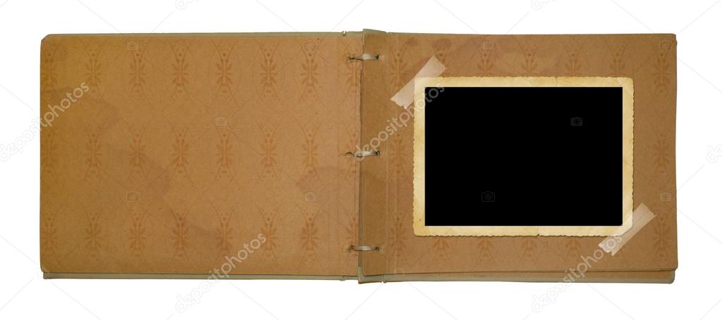 Vintage photoalbum for photos on white isolated background