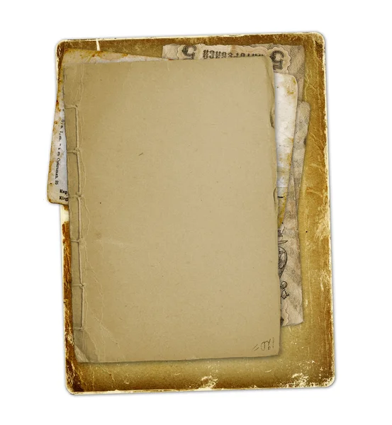 Arquivo antigo com letras, fotos no backgroun isolado branco — Fotografia de Stock