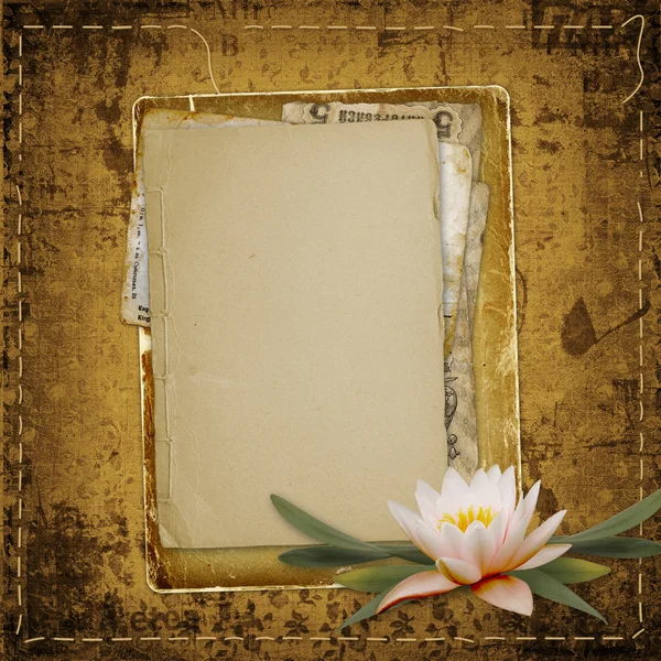 Vintage postcard for invitation with bunch of water lily Stock Picture