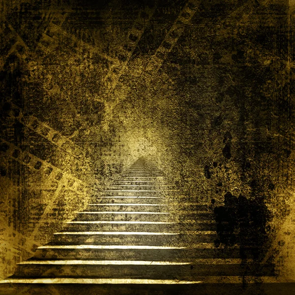 Stone stairs in the old paper background with slides — Stock Photo, Image